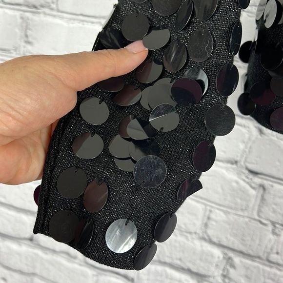 Vintage Joseph A open front sweater cardigan black paillettes size medium - Picture 4 of 8